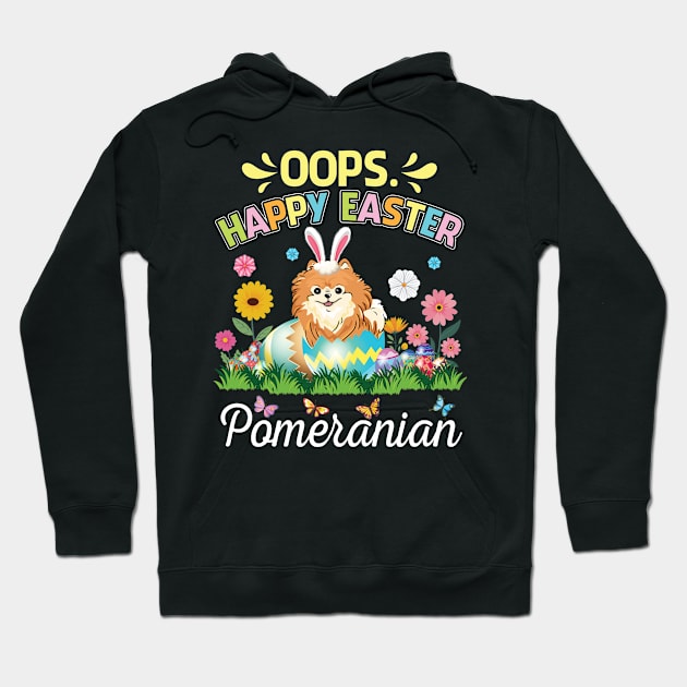 Pomeranian Dog Bunny Costume Play Flower Eggs Happy Easter Hoodie by DainaMotteut